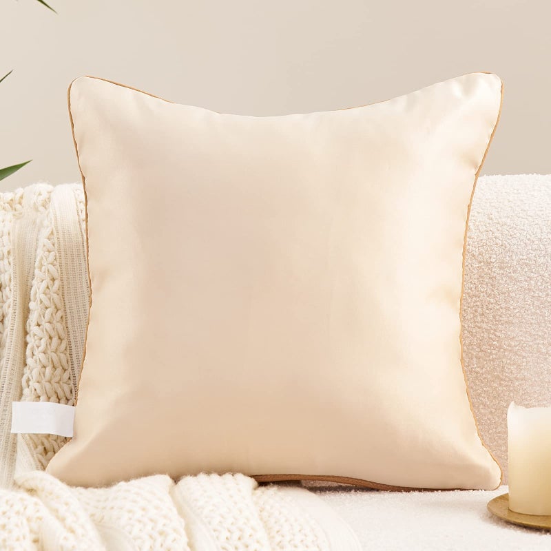 Avigers 18 x 18 Inch Square Beige Gold Abstract Striped Embroidery Cushion Case Luxury Modern Throw Pillow Cover Decorative Pillow for Couch Living Room Bedroom Car - Image 2